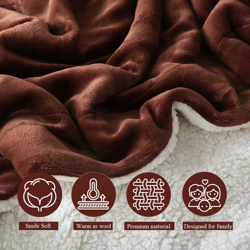 NANPIPER Fleece Throw Blanket Reversible Sherpa Flannel Blanket Super Soft Fuzzy Plush Microfiber (90"x90" Brown) Queen - Image 4